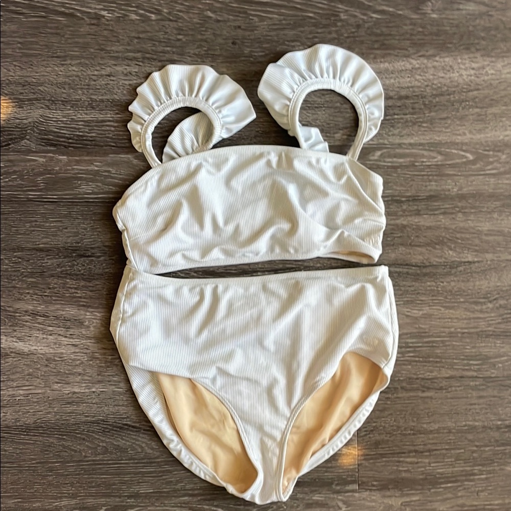 Albion Fit Bikini with ruffles and high waisted bottoms Size M